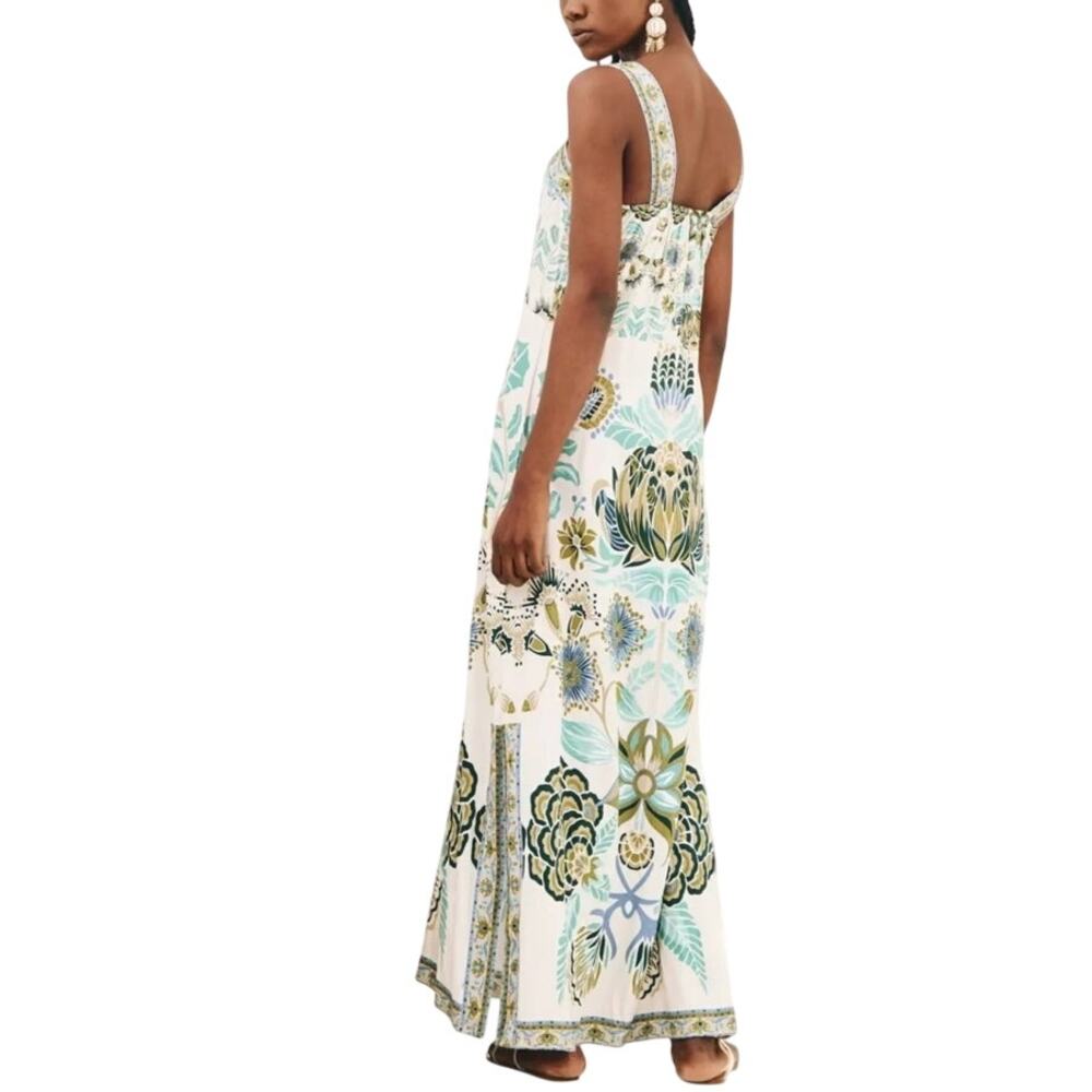 Nekane NKN Sleeveless Printed Maxi Dress Women’s Large Floral Cream Boho - Picture 4 of 12